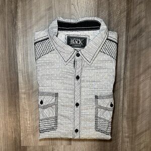 Buckle Black Athletic Fit Stretch Long Sleeve Button Down - Large